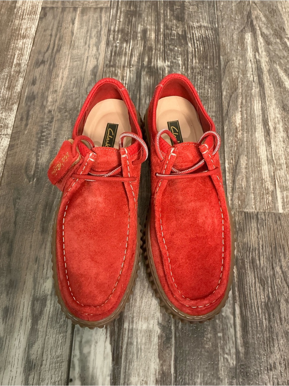 NWOB Clark’s 200 Aniversary Edition Red Suede Men's Casual Creeper Shoes Size 10 - Picture 16 of 16
